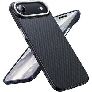 Carbon Fiber Case for iPhone 17 Air Slim, MagSafe, Shockproof Cover black gray